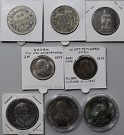 Deutschland: Vom Taler Zur Mark: 8 Diverse Silbermünzen, Angefangen Mit 3 X Taler (Hessen, Braunschw - Andere & Zonder Classificatie