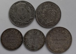 Bayern: Lot 5 Silbermünzen Bayern: 2 X 20 Kreuzer, 2 X ½ Gulden, 1 X 1 Gulden. - Sonstige & Ohne Zuordnung