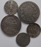Preußen: Lot 5 Silbermünzen Preußen: Reichstaler 1814, Krönungstaler 1861 Und 3 Silber Kleinmünzen. - Other & Unclassified