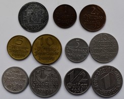 Kolonien Und Nebengebiete: DANZIG: Lot 11 Kleinmünzen Von 1 Pfennig Bis 1 Gulden. - Andere & Zonder Classificatie