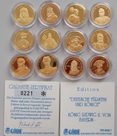 Medaillen Deutschland - Personen: Gold-Edition Deutsche Fürsten Und Könige: Ein Set Von 12 Medaillen - Sonstige & Ohne Zuordnung