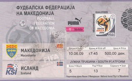 Ticket Macedonia Vs Iceland 2009. Football Match - Tickets D'entrée