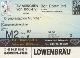 Ticket TSV Munchen 1860 Vs Borussia Dortmund 1996. Football Match Germany Munich Bundes Liga - Tickets D'entrée