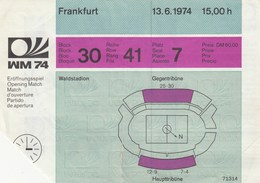 Ticket FIFA 1974 World Cup Championship Yugoslavia Vs Brazil  Munich 74 WM WC - Tickets D'entrée