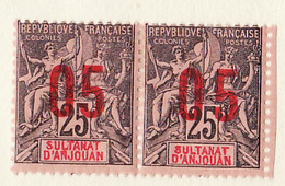 Anjouan - Comores 1900-07 Y&T N°24+24A - Michel N°115 * - 05s25c Type Sage - Ongebruikt