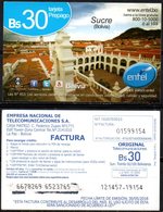 Bolivia 2017 - 30-05-2018 PRIMERA EDICION Prepago ENTEL MOVIL. Sucre, Capital Dela República. Ciudad Blanca. - Bolivien