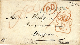 1851- Cover From London  Red PAID  + High -St, St Giles To Angers - Sonstige & Ohne Zuordnung