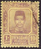 MALAYA TRENGGANU 1910 10 Cents Purple/Yellow SG9 FU - Trengganu