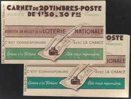 France Carnets  N° 517 -C2 1f50 Pétain 2 Carnets De 20 T. (S-63) Datés 2 Couvertures Différentes, 1 Claire Et 1 Foncée Q - Definitives