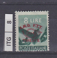 ITALIA 1948	AMG FTT	Convegno Filatelico Trieste L. 8 Nuovo - Usados