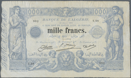 Algeria / Algerien: 1000 Francs 1924 P. 76b, Used With Folds And Creases, Several Pinholes, Still St - Algerien