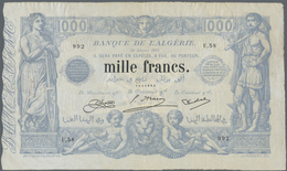 Algeria / Algerien: 1000 Francs 1924 P. 76b, Used With Folds And Creases, Several Pinholes, Still St - Algérie