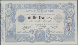 Algeria / Algerien: Very Rare 1000 Francs 1924 Specimen P. 76s, W/o Serial Numbers And With Red Spec - Algerien