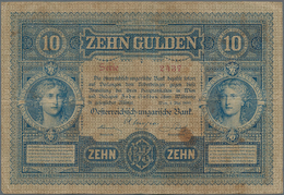 Austria / Österreich: 10 Gulden 1880 P. 1, S/N 031021, Used With Several Folds, Stain In Paper, Tiny - Oesterreich