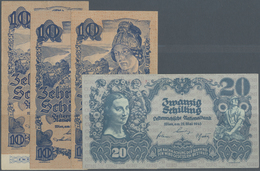 Austria / Österreich: Set Of 4 Notes Containing 10 Schilling (2nd Issue) 1945 (VF) P. 114, 2x 10 Sch - Austria