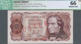 Austria / Österreich: 500 Schilling 1965 SPECIMEN P. 139s, With MUSTER Overprint On Both Sides, Zero - Austria