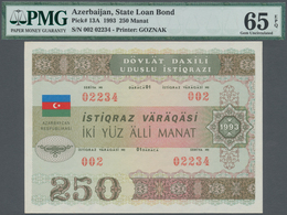 Azerbaijan / Aserbaidschan: 250 Manat State Loan Bond 1993, Printer Goznak, P.13A, PMG Graded 65 Gem - Aserbaidschan