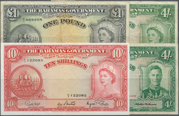 Bahamas: Set Of 4 Banknotes Containing 4 Shillings L.1936 P. 9b (F+), 4 Shillings L.1936 (1953) P. 1 - Bahamas