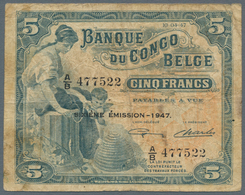 Belgian Congo / Belgisch Kongo: Very Nice Set With With 7 Banknotes Comprising 5 Francs 1947, 10 Fra - Unclassified