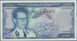 Belgian Congo / Belgisch Kongo: 1000 Francs 1958 P. 35, Light Center Folds And Very Light Handling I - Unclassified