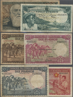 Belgian Congo / Belgisch Kongo: Set Of 13 Different Banknotes Containing 100 Francs 1955 P. 33 (F-), - Ohne Zuordnung