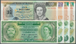 Belize: Set Of 8 Banknotes Containing 1 Dollar 1976 P. 33 (UNC), 1 Dollar 1986 P. 46 (UNC), 2x 1 Dol - Belice