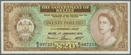 Belize: Belize: 20 Dollars 1976, P.37c With Several Folds And Minor Spots, Still Nice Original Shape - Belize