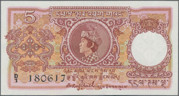 Bhutan: Royal Government Of Bhutan 5 Ngultrum ND(1974), P.2, Almost Perfect Condition With A Few Ver - Bhutan