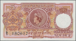 Bhutan: Royal Government Of Bhutan 5 Ngultrum ND(1974), P.2, Almost Perfect Condition With A Few Ver - Bhoutan