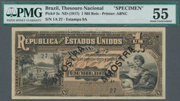 Brazil / Brasilien: 1 Mil Reis ND(1917) Specimen P. 5s, In Condition: PMG Graded 55 AUNC. - Brasilien