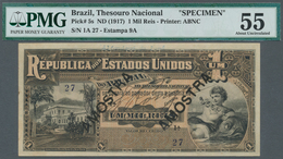 Brazil / Brasilien: 1 Mil Reis ND(1917) Specimen P. 5s, In Condition: PMG Graded 55 AUNC. - Brésil