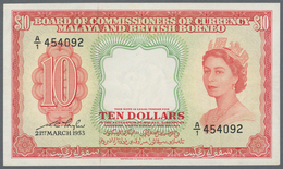 British North Borneo: 10 Dollars 1953 P. 3, Pressed But Still Strongness In Paper, Light Folds, No H - Other - Africa