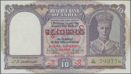 Burma / Myanmar / Birma: British India Burma 10 Rupees ND P. 32 In Condition: UNC With Usual 2 Pinho - Myanmar