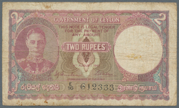 Ceylon: Pair Of 2 Rupees 1945 And 10 Rupees 1951, P.35a, 48, Both In About Fine Condition With Graff - Sri Lanka