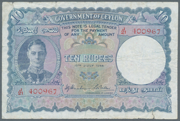 Ceylon: Pair Of 5 And 10 Rupees 1944, P.36, 37, Both In Used Condition With Tiny Pinholes And Small - Sri Lanka