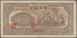 China: The Communist Bank Of Central China 50 Yuan 1945 P. S3373a With Folds In Paper, In Condition: - China