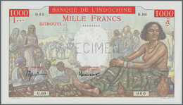 Djibouti / Dschibuti: 1000 Francs ND(1938) Specimen P. 10As With Zero Serial Numbers And Specimen Pe - Djibouti