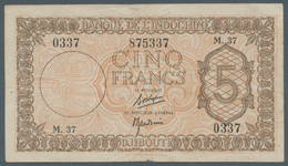 Djibouti / Dschibuti: 5 Francs ND(1945), P.14, Tiny Margin Split At Lower Border, Some Folds And Lig - Dschibuti