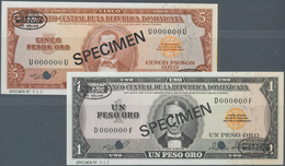 Dominican Republic / Dominikanische Republik: Set Of 2 Specimen Notes Containing 1 And 5 Pesos Oro 1 - Dominicaanse Republiek