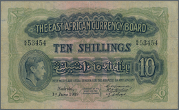 East Africa / Ost-Afrika: 10 Shillings 1939, P.29, Nice Note With Bright Colors, Small Taped Tear At - Otros – Africa