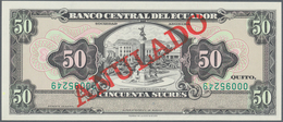 Ecuador: 50 Sucres ND Specimen Proof P. 116sp, Uniface Printed On Front, Red Overprint "Annulado" Wi - Ecuador