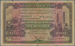 Egypt / Ägypten: National Bank Of Egypt 100 Pounds December 15th 1944 With Signature: Nixon, P.17d I - Aegypten