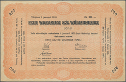 Estonia / Estland: Estonian Republic 5% Interest Debt Obligations 200 Marka Dated January 1st 1920, - Estonie