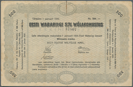 Estonia / Estland: Estonian Republic 5% Interest Debt Obligations 500 Marka Dated January 1st 1920, - Estland