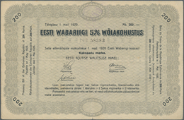 Estonia / Estland: Estonian Republic 5% Interest Debt Obligations 200 Marka Dated May 1st 1920, P.38 - Estonia