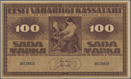 Estonia / Estland: Highly Rare Pair Of The 100 Marka 1919, One Without "Seeria" And Watermark: Horiz - Estland