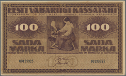 Estonia / Estland: Highly Rare Pair Of The 100 Marka 1919, One Without "Seeria" And Watermark: Horiz - Estonie