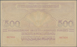 Estonia / Estland: 500 Marka ND(1920-21), Without "Seeria", P.49a, Highly Rare Banknote In Excellent - Estonie