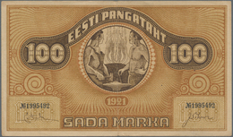 Estonia / Estland: 100 Marka 1921 With Watermark: Horizontal Light Lines, P.56a, Highly Rare Banknot - Estland