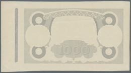 Estonia / Estland: Reverse Proof Print For The 1000 Marka ND(1922), P.59p On Banknote Paper With Wat - Estonie